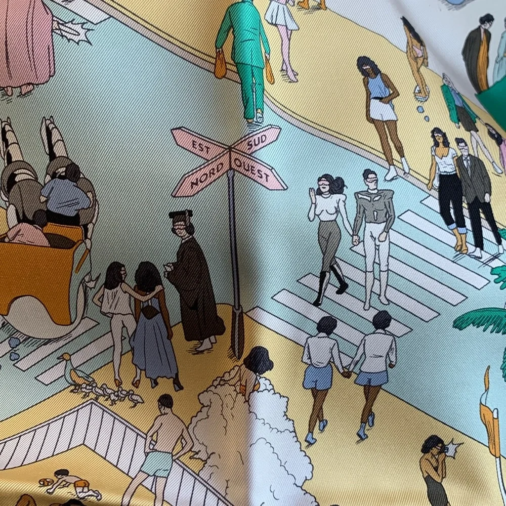 🏝️⛱️ New Authentic Hermes Silk Scarf on The Beach scarf 90 with Box